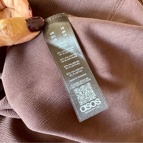 NWT ASOS Curve bronzey/purpley hammered satin evening dress 14 - Picture 10 of 13